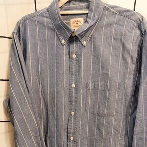 Brooks Brothers Red Fleece Blue with White Stripes New Men’s XL Casual Button-Do